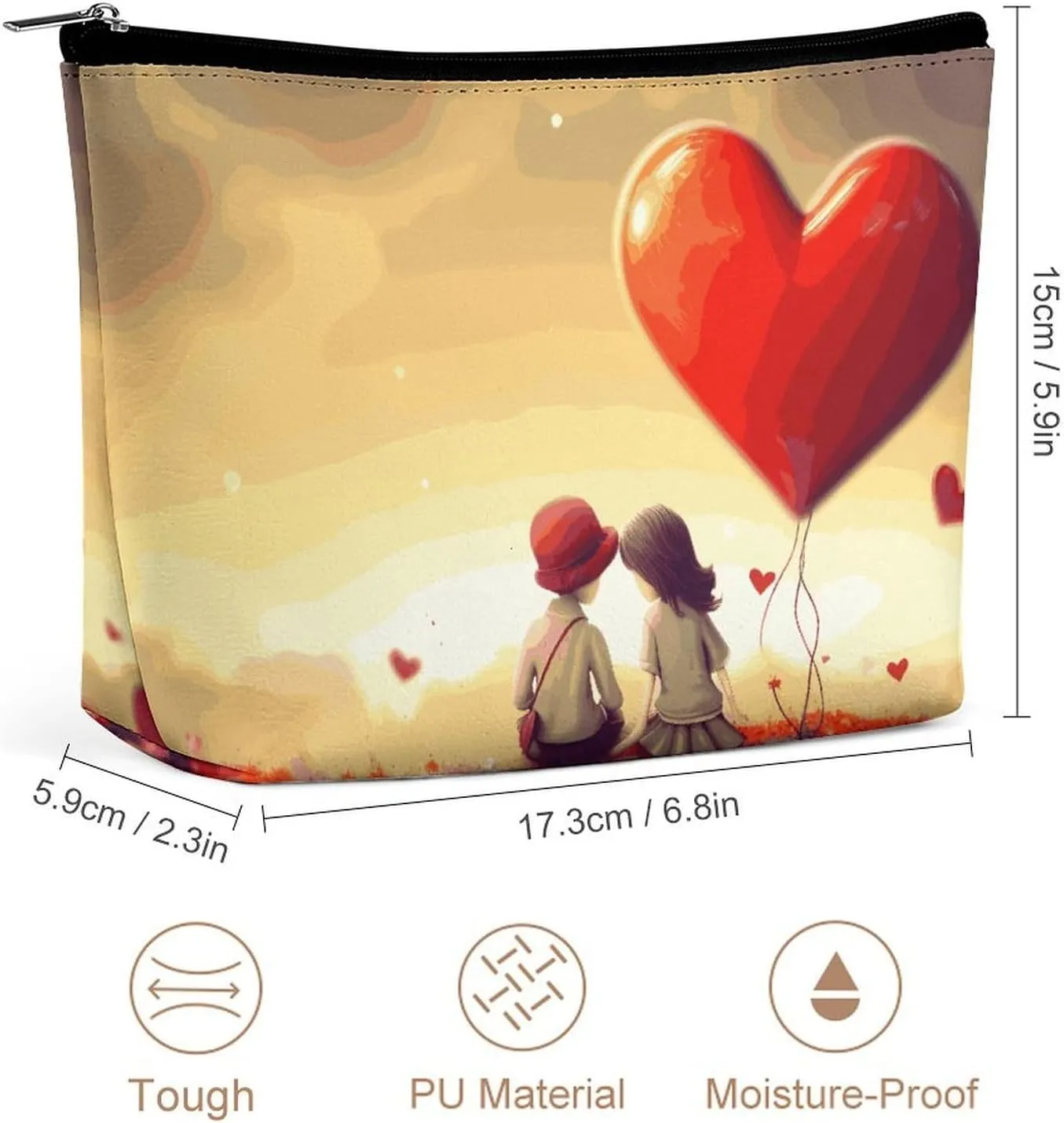 Cosmetic Bag Makeup Bags for Women Portable Makeup Bag Love Couple Makeup Case Travel Toiletry Bag for Travel Accessories