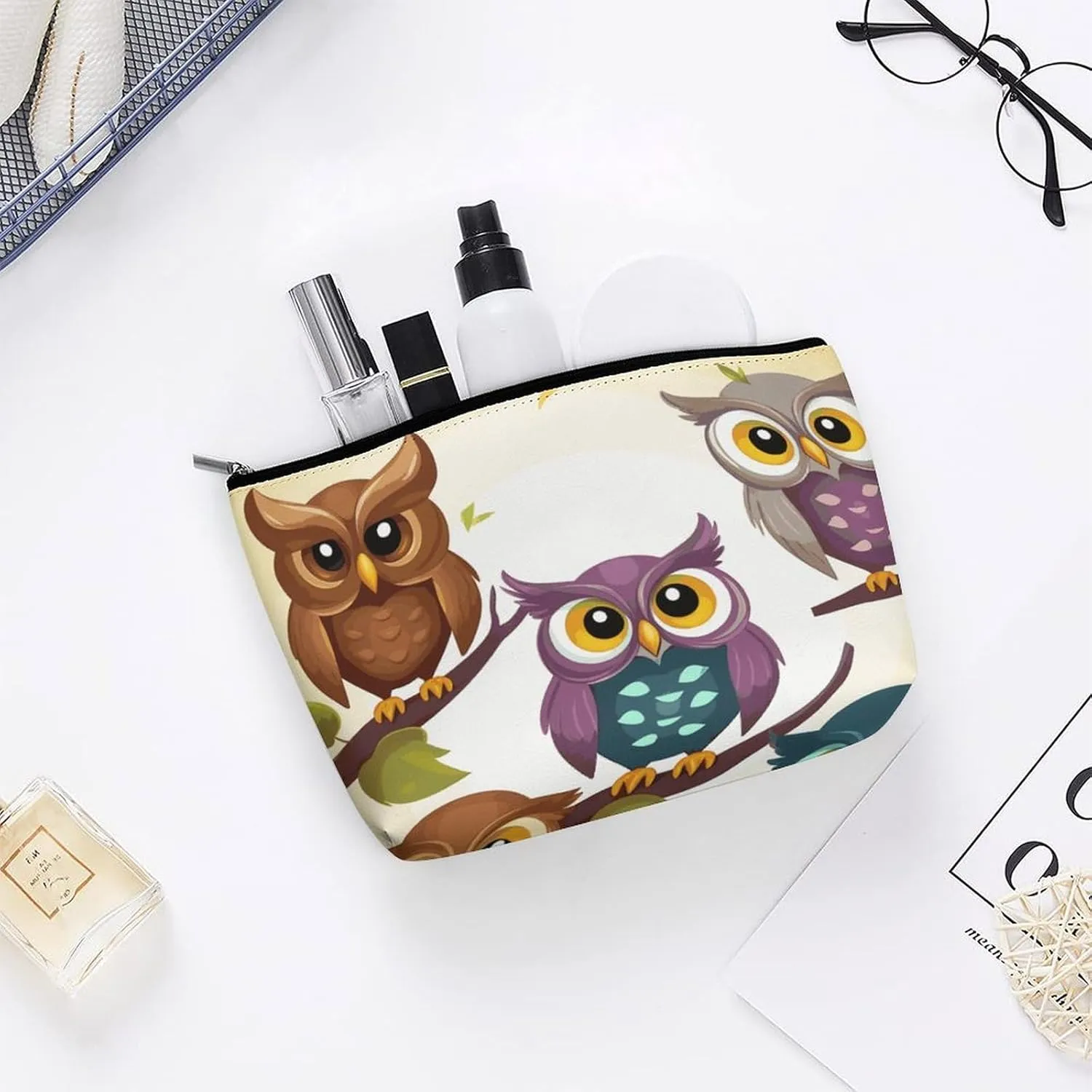 Cosmetic Bag Makeup Bags for Women Portable Makeup Bag Owls Birds Makeup Case Travel Toiletry Bag for Travel Accessories
