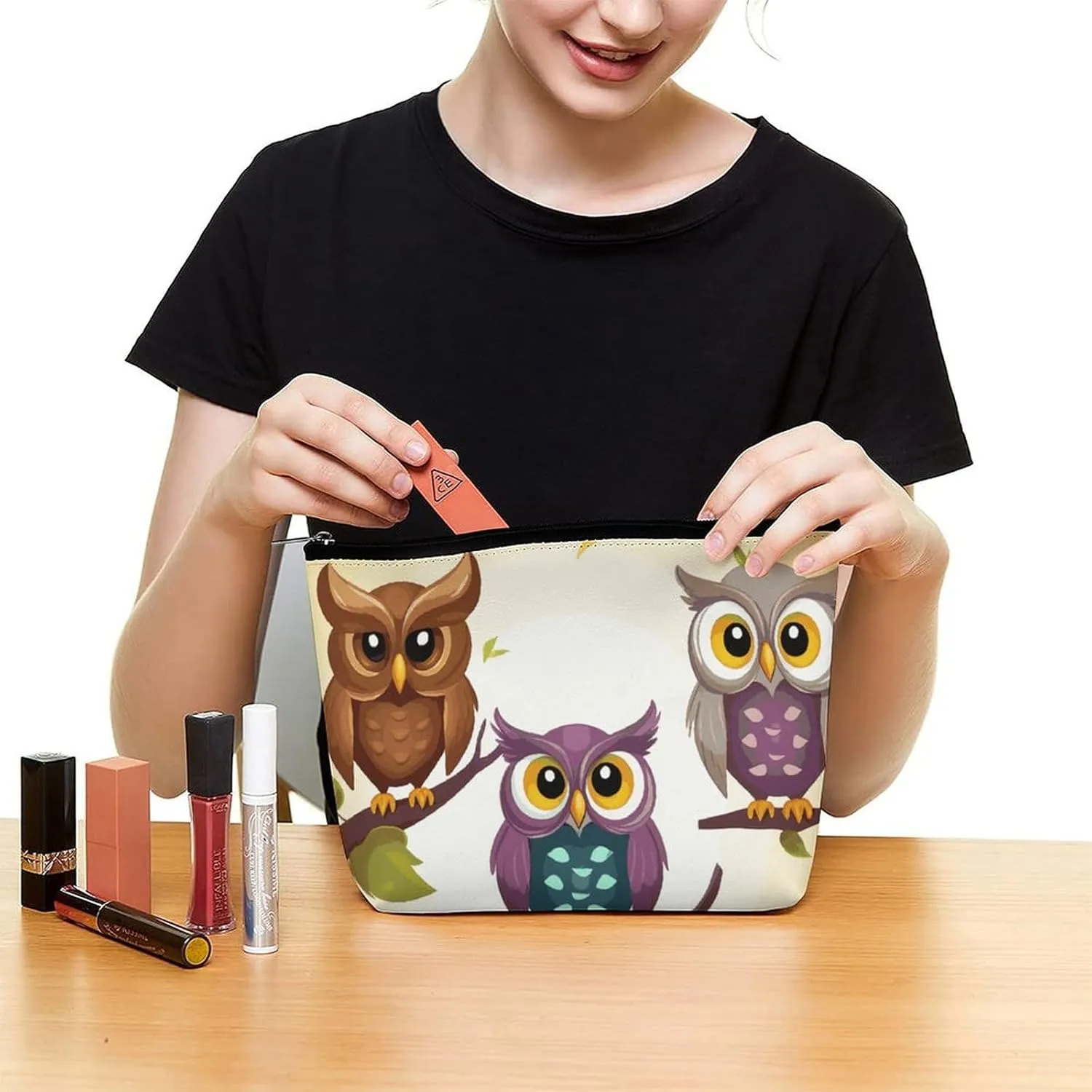 Cosmetic Bag Makeup Bags for Women Portable Makeup Bag Owls Birds Makeup Case Travel Toiletry Bag for Travel Accessories
