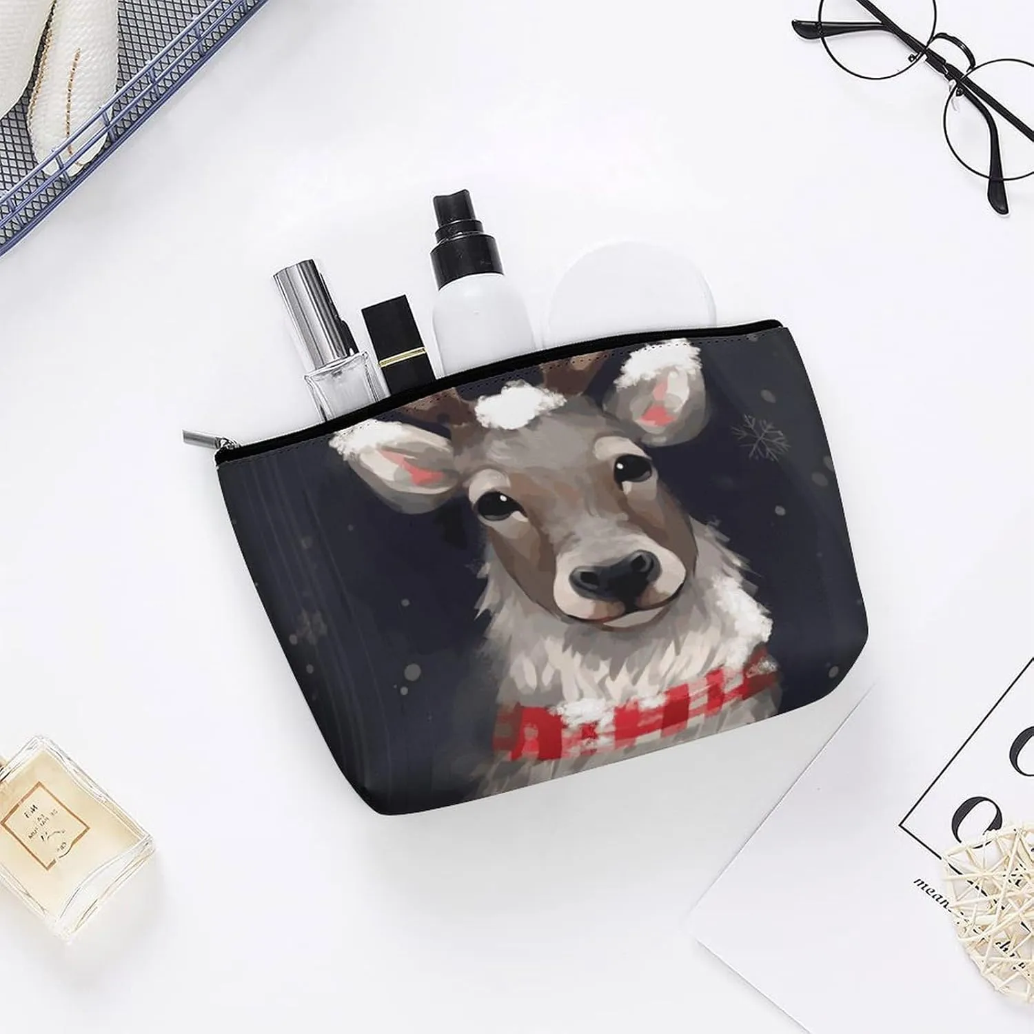 Cosmetic Bag Makeup Bags for Women Portable Makeup Bag Reindeer Makeup Case Travel Toiletry Bag for Travel Accessories