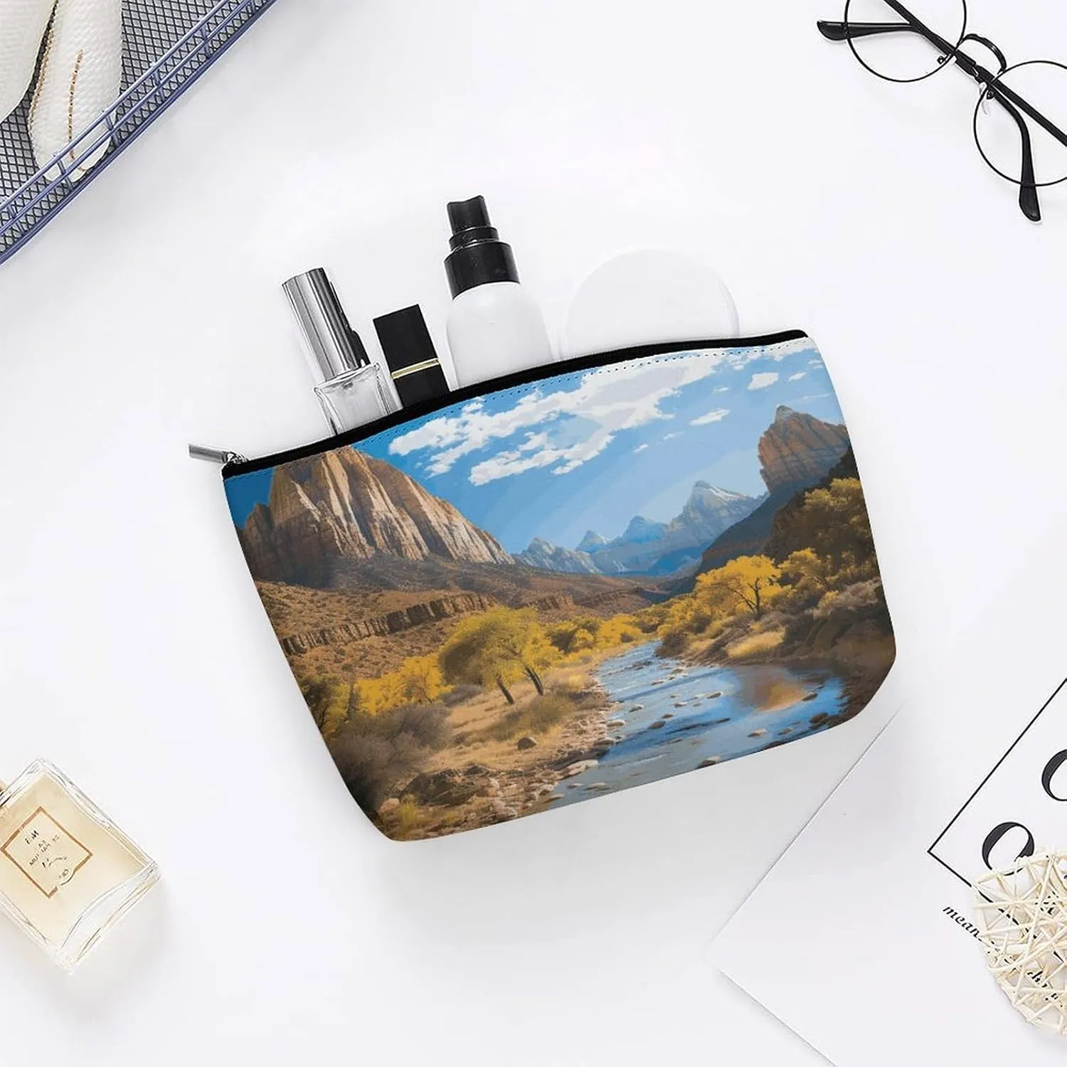Cosmetic Bag Makeup Bags for Women Portable Makeup Bag Zion National Park Makeup Case Travel Toiletry Bag for Travel Accessories