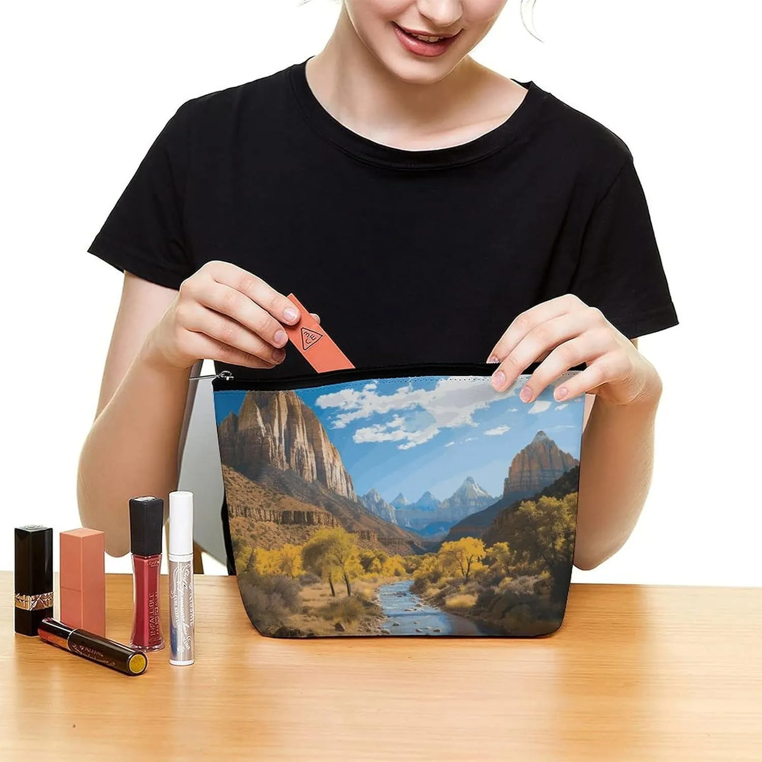 Cosmetic Bag Makeup Bags for Women Portable Makeup Bag Zion National Park Makeup Case Travel Toiletry Bag for Travel Accessories