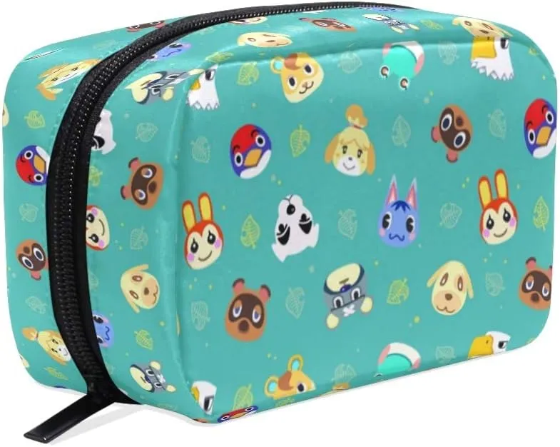 Cosmetic Bag Portable and Suitable for Travel Animal Crossing Pattern Makeup bag with Zipper Pencil Bag Pouch Wallet
