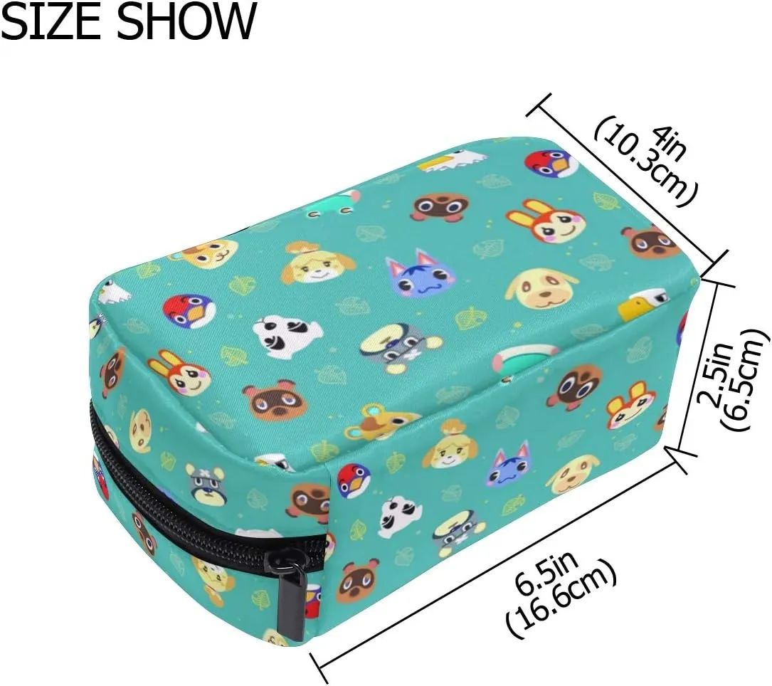Cosmetic Bag Portable and Suitable for Travel Animal Crossing Pattern Makeup bag with Zipper Pencil Bag Pouch Wallet