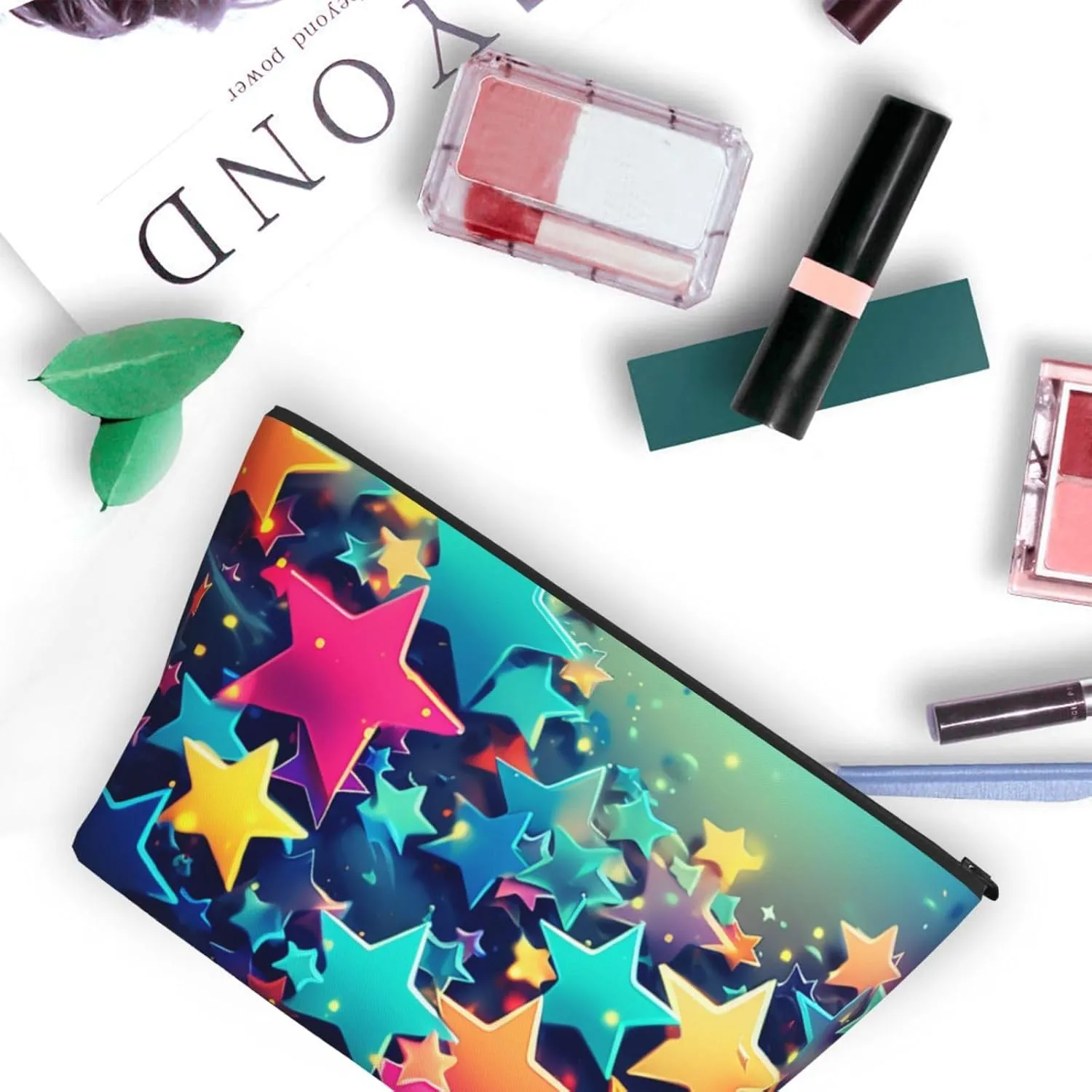 Cosmetic Bag Portable Makeup Bag Many Stars Toiletry Bag Large Capacity Zipper Pouch Waterproof Toiletry Pouch Makeup Organizer Case for Women Men