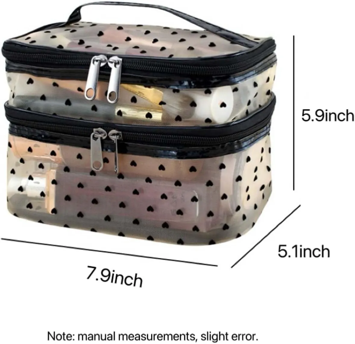 Cosmetic Bag Travel Makeup Bag Mesh Double Layer Large Makeup Pouch Travel Accessories Essentials Toiletry Bag for Women Makeup Travel Organizer (double-layer red)
