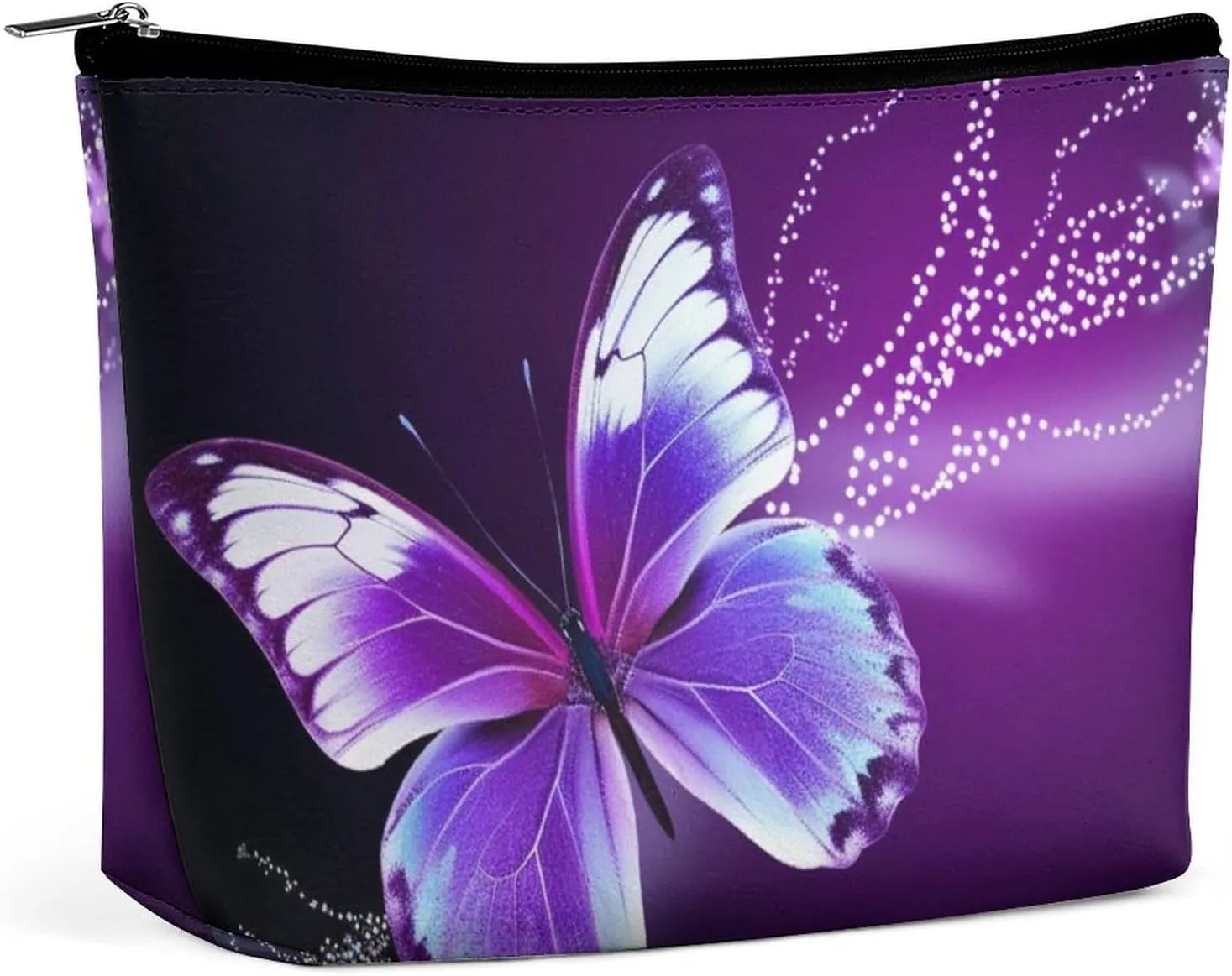 Cosmetic Bag Travel Makeup Bag Waterproof Toiletry Bag Lovely Purple Butterfly Makeup Organizer Case Portable Toiletry Pouch Large Capacity Zipper Pouch for Women Men