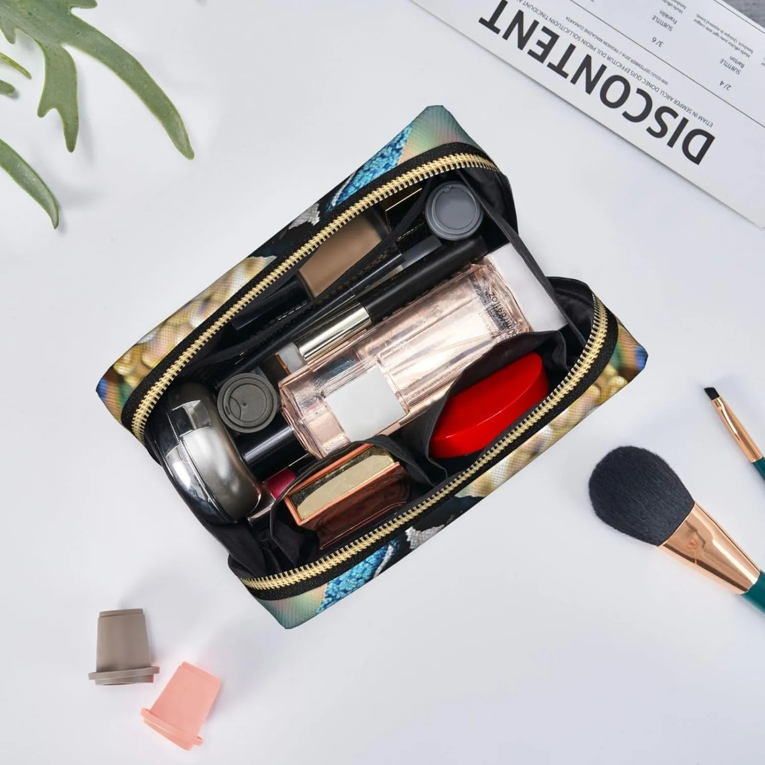 Cosmetic bag Travel Makeup Bag Waterproof Toiletry Pouch Portable Wide open Pouch Beautiful peacock Makeup Organizer Case Large Capacity Zipper Pouch Toiletry bag for women