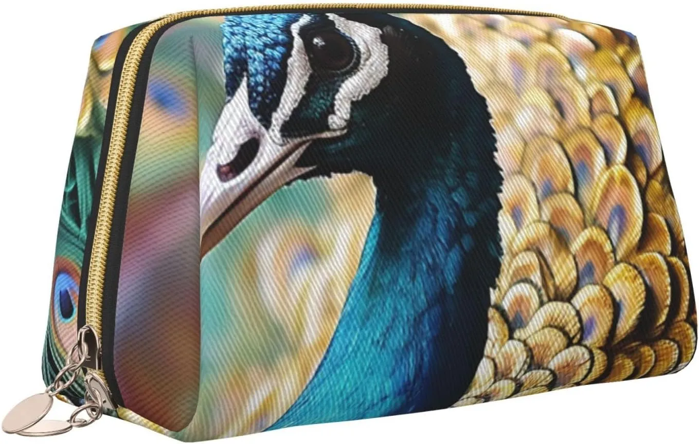 Cosmetic bag Travel Makeup Bag Waterproof Toiletry Pouch Portable Wide open Pouch Beautiful peacock Makeup Organizer Case Large Capacity Zipper Pouch Toiletry bag for women