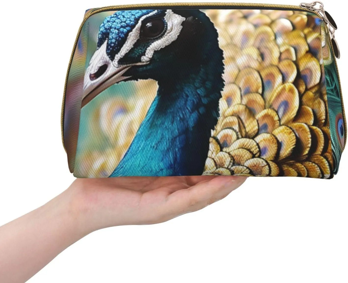 Cosmetic bag Travel Makeup Bag Waterproof Toiletry Pouch Portable Wide open Pouch Beautiful peacock Makeup Organizer Case Large Capacity Zipper Pouch Toiletry bag for women