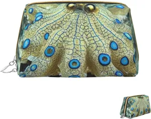 Cosmetic Bag Travel Makeup Bag Waterproof Toiletry Pouch Portable Wide Open Pouch Chickens and Farm Makeup Organizer Case Large Capacity Zipper Pouch Toiletry Bag for Women, Blue Ringed Octopus, One