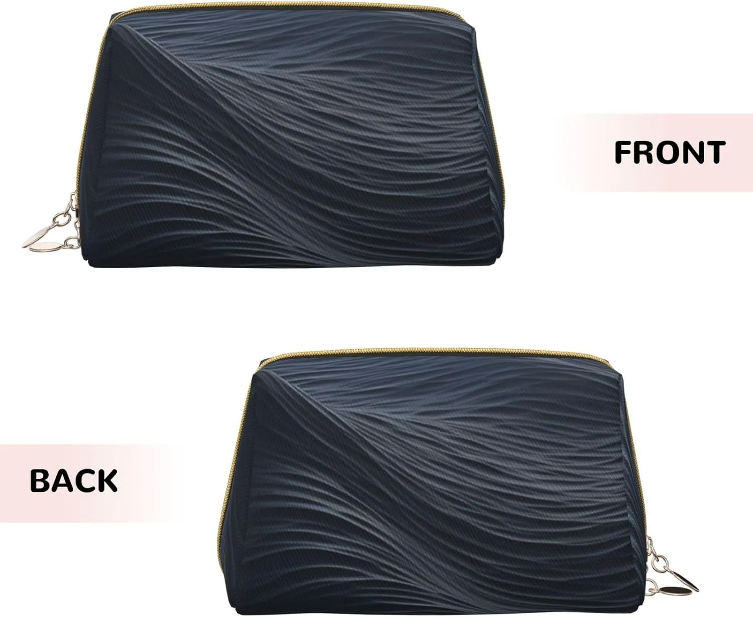 Cosmetic bag Travel Makeup Bag Waterproof Toiletry Pouch Portable Wide open Pouch Deep black waves Makeup Organizer Case Large Capacity Zipper Pouch Toiletry bag for women