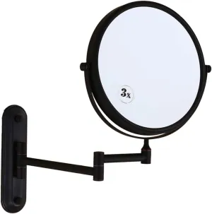 Cosmetic Mirror Wall Mounted, Bathroom Vanity Mirrors 3X Magnification Double Sided Rotating Makeup Mirror,Black Square_8 inch (Color : Black Square, Size : 8 inch)
