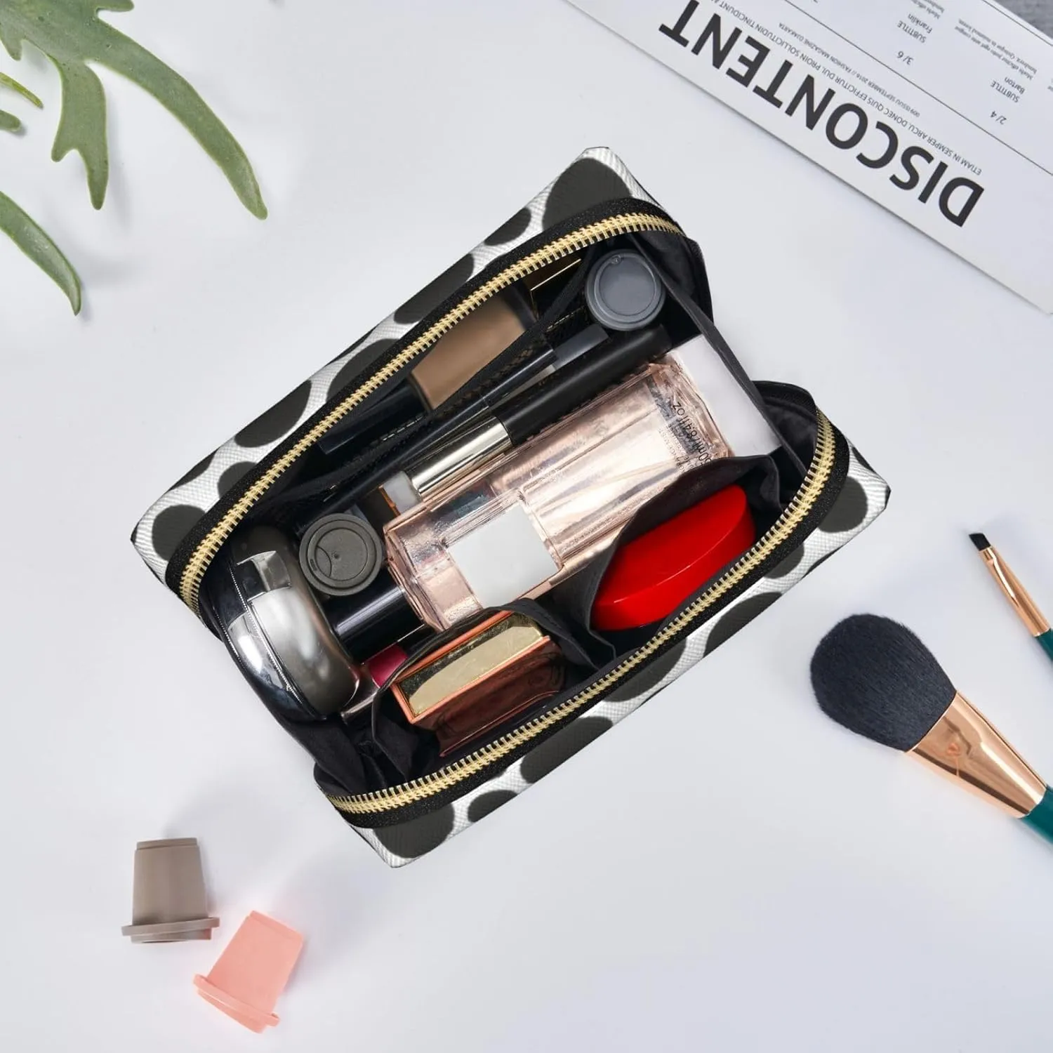 Cow Print Toiletry Pouch, Travel-Friendly Makeup Organizer For Makeup Brushes, Lipsticks