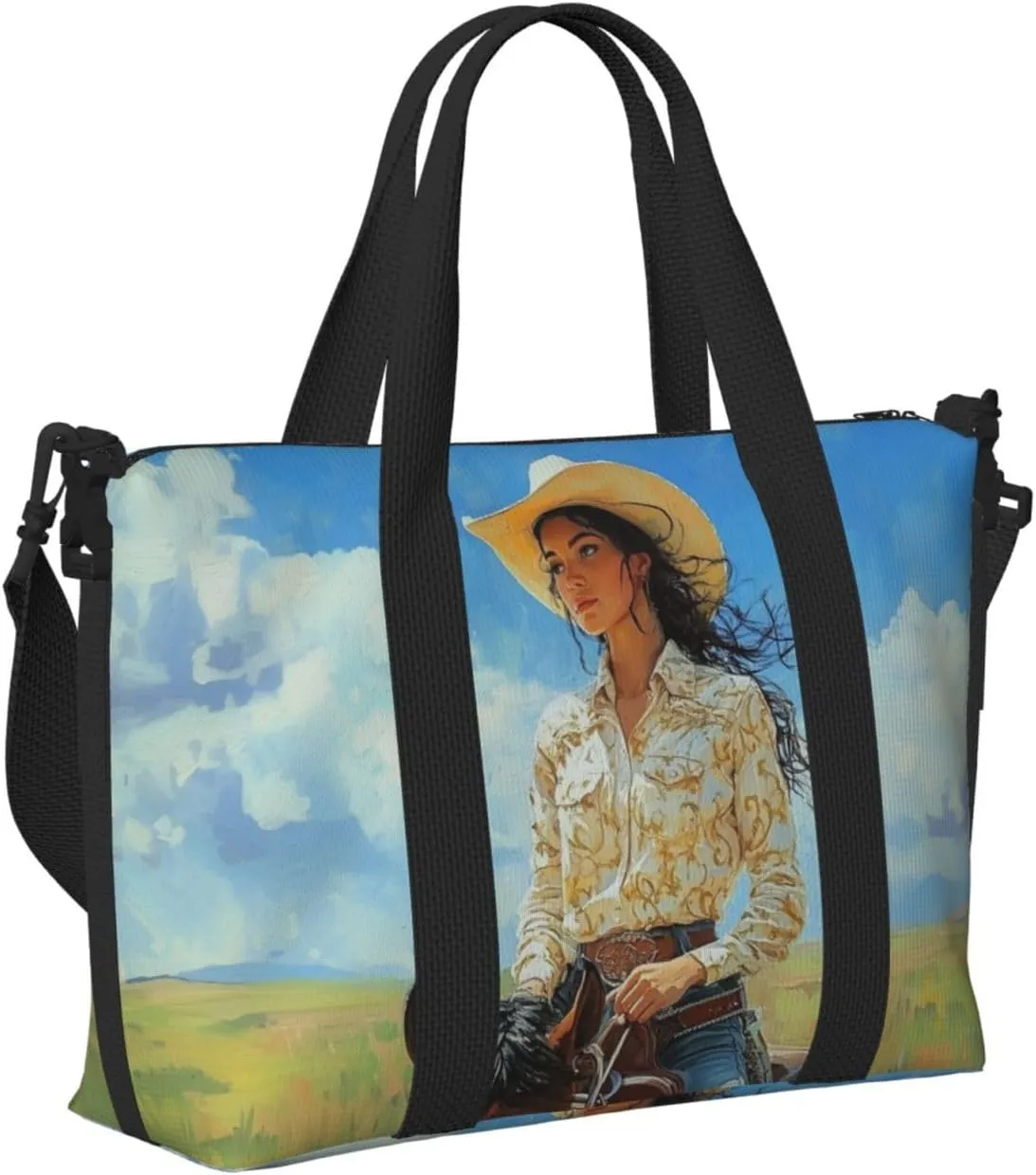 cowgir horseback print Travel Duffel Bag, Sports Tote Gym Bag, Swim Pool Bag Large Shoulder Tote Bag for Beach Weekender