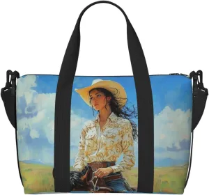 cowgir horseback print Travel Duffel Bag, Sports Tote Gym Bag, Swim Pool Bag Large Shoulder Tote Bag for Beach Weekender
