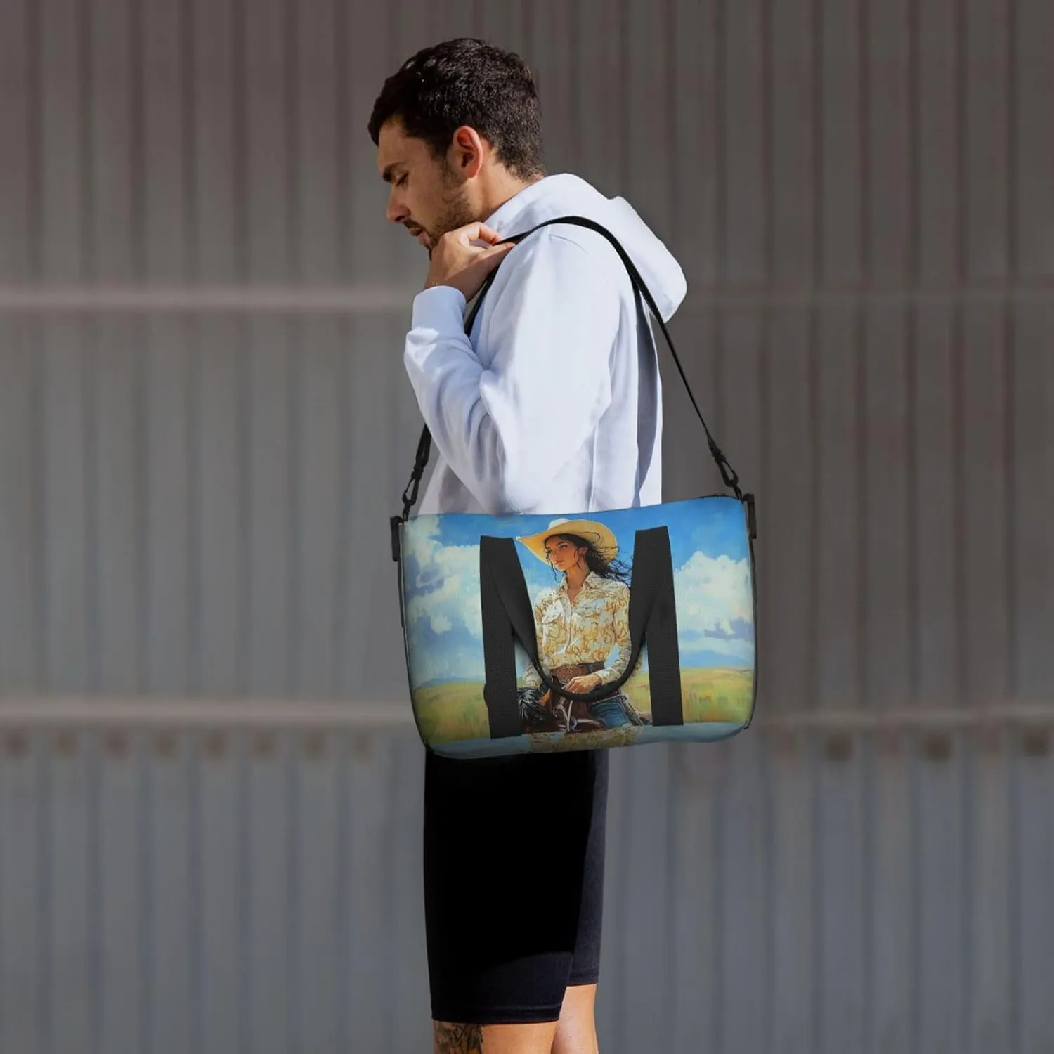 cowgir horseback print Travel Duffel Bag, Sports Tote Gym Bag, Swim Pool Bag Large Shoulder Tote Bag for Beach Weekender