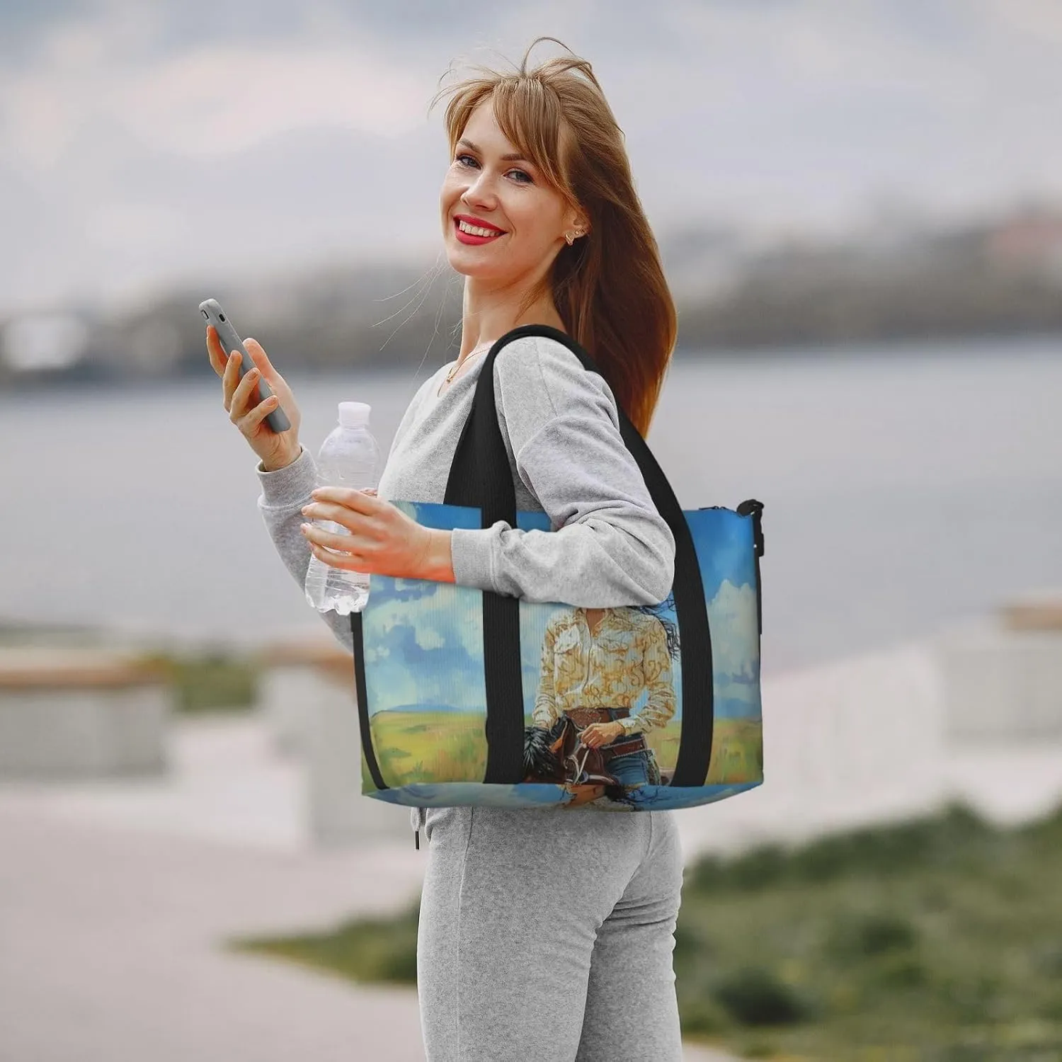 cowgir horseback print Travel Duffel Bag, Sports Tote Gym Bag, Swim Pool Bag Large Shoulder Tote Bag for Beach Weekender