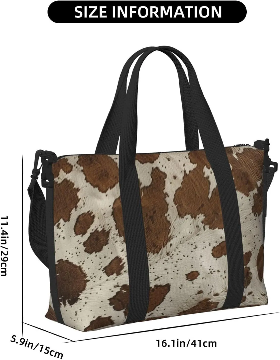 cowhide print Travel Duffel Bag, Sports Tote Gym Bag, Swim Pool Bag Large Shoulder Tote Bag for Beach Weekender, 202-406-121