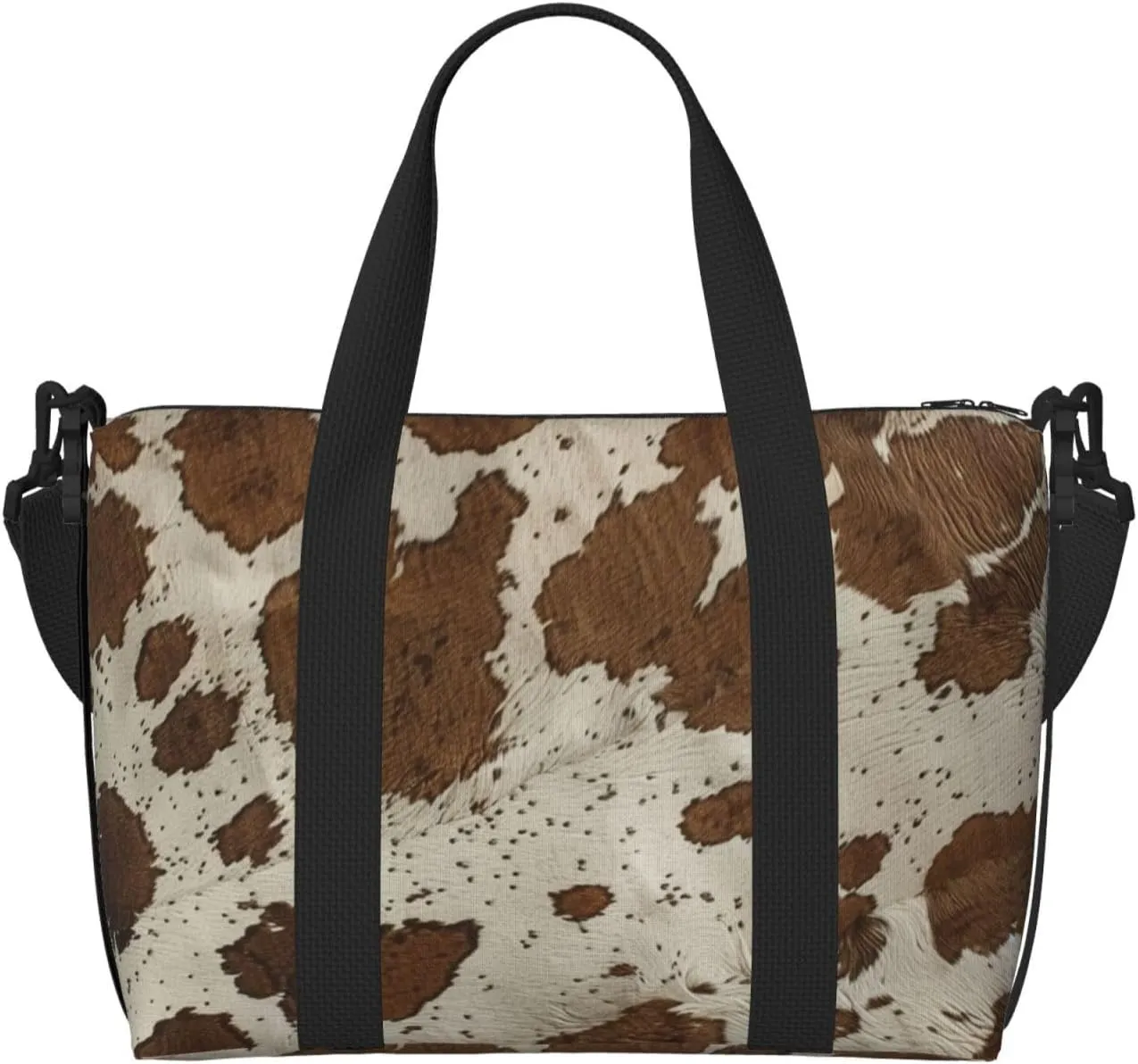 cowhide print Travel Duffel Bag, Sports Tote Gym Bag, Swim Pool Bag Large Shoulder Tote Bag for Beach Weekender, 202-406-121