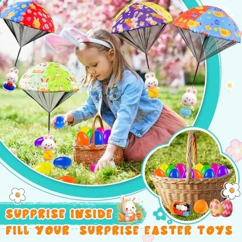 CPSYUB Easter Basket Stuffers Toys for Kids: Prefilled Easter Eggs Stuffers with Parachute Toys for Kids - Easter Egg Fillers Ideas Gifts Outdoor Games for 4 6 8 10 12 Year Old Boys Girls (6 Pack)