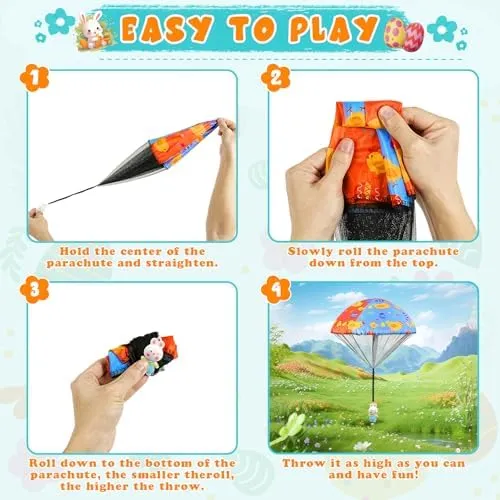 CPSYUB Easter Basket Stuffers Toys for Kids: Prefilled Easter Eggs Stuffers with Parachute Toys for Kids - Easter Egg Fillers Ideas Gifts Outdoor Games for 4 6 8 10 12 Year Old Boys Girls (6 Pack)