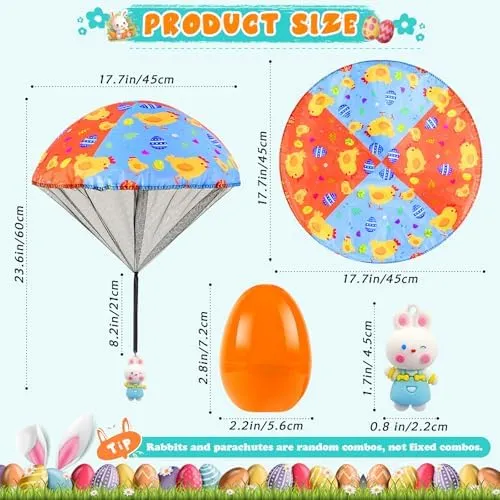 CPSYUB Easter Basket Stuffers Toys for Kids: Prefilled Easter Eggs Stuffers with Parachute Toys for Kids - Easter Egg Fillers Ideas Gifts Outdoor Games for 4 6 8 10 12 Year Old Boys Girls (6 Pack)
