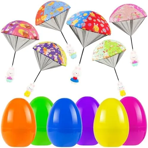 CPSYUB Easter Basket Stuffers Toys for Kids: Prefilled Easter Eggs Stuffers with Parachute Toys for Kids - Easter Egg Fillers Ideas Gifts Outdoor Games for 4 6 8 10 12 Year Old Boys Girls (6 Pack)