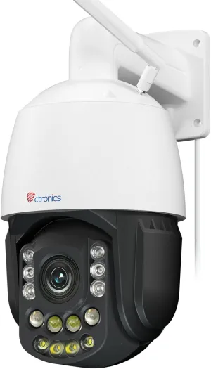 Ctronics 4K 30x Optical Zoom Security Camera Outdoor, 150m Night Vision, 2.4/5Ghz WiFi, AI Human/Vehicle/Pet Detection, Auto Tracking with Zoom, Preset Cruise Paths, 256GB TF Card/FTP/Cloud, Metal