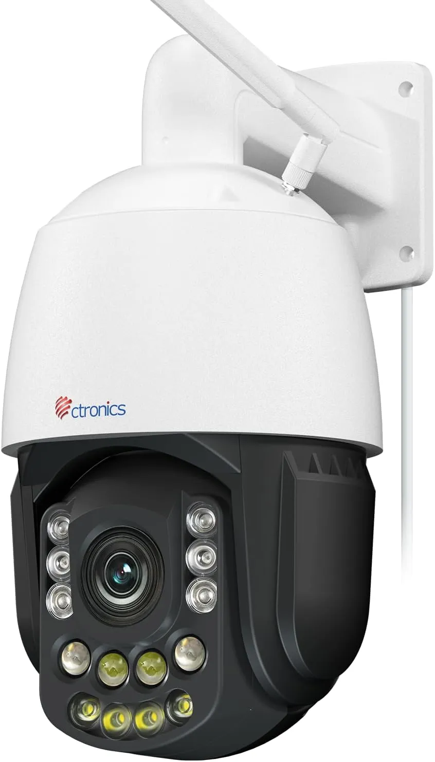 Ctronics 4K 30x Optical Zoom Security Camera Outdoor, 150m Night Vision, 2.4/5Ghz WiFi, AI Human/Vehicle/Pet Detection, Auto Tracking with Zoom, Preset Cruise Paths, 256GB TF Card/FTP/Cloud, Metal