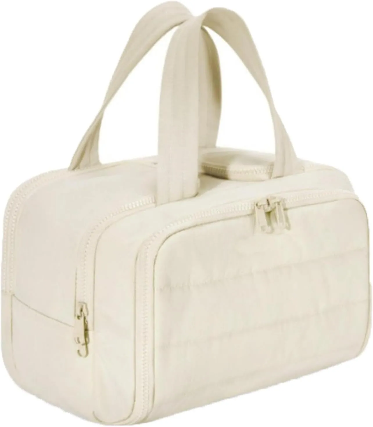 Cureaway Travel Bag, Cureaway Travel Cosmetic Bag, Large Capacity Wide-Open Cosmetic Bags, Waterproof Portable Pouch Open Flat Toiletry Bags, Dry-And-Wet Separation (Beige)