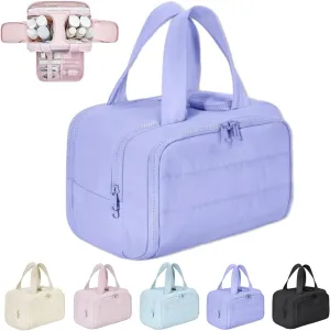 Cureaway Travel Bag, Cureaway Travel Cosmetic Bag, Large Capacity Wide-Open Cosmetic Bags, Waterproof Portable Pouch Open Flat Toiletry Bags, Dry-And-Wet Separation (Purple)