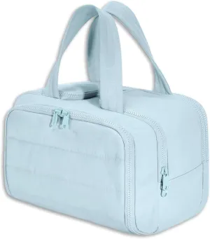 Cureaway Travel Cosmetic Bag, Curetoaway Large Capacity Wide-Open Travel Cosmetic Bag, With Compartments And Handles, Can Store Multiple Toiletries, Lightweight And Waterproof (Blue)
