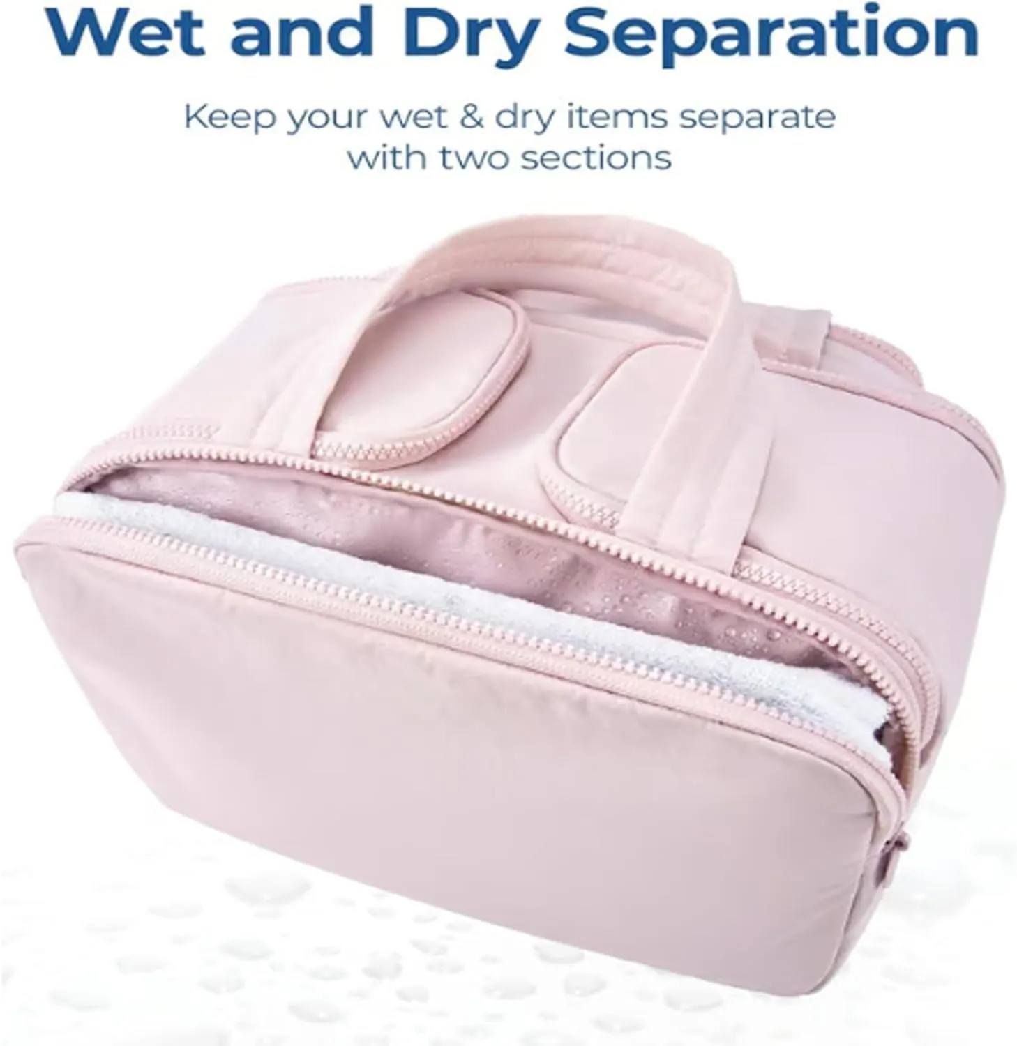 Cureaway Travel Cosmetic Bag,Large Capacity Wide-Open Travel Cosmetic Bag with Divider and Handle Lightweight Waterproo,Multi functional Waterproof Portable Make up Bags for Women (Pink)