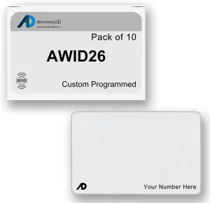 Custom Same Day 26 Bit Printable PVC Prox Cards Compatible with AWID 125 kHz Proximity Readers (10 Pack) | Replaces HID 1386 ISOProx II - Choose Your Facility and Range