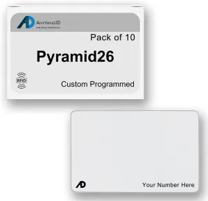 Custom Same Day 26 Bit Printable PVC Prox Cards Compatible with Farpointe Pyramid26 125 kHz Proximity Readers (10 Pack) | Replaces HID 1386 ISOProx II - Choose Your Facility and Range