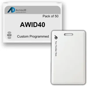 Custom Same Day 40 Bit Clamshell Cards Compatible with AWID40 125 kHz Proximity Readers (50 Pack) | Replaces HID 1326 ProxCard II - Choose Your Facility and Range