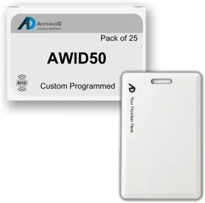Custom Same Day 50 Bit Clamshell Cards Compatible with AWID50 125 kHz Proximity Readers (25 Pack) | Replaces HID 1326 ProxCard II - Choose Your Facility and Range
