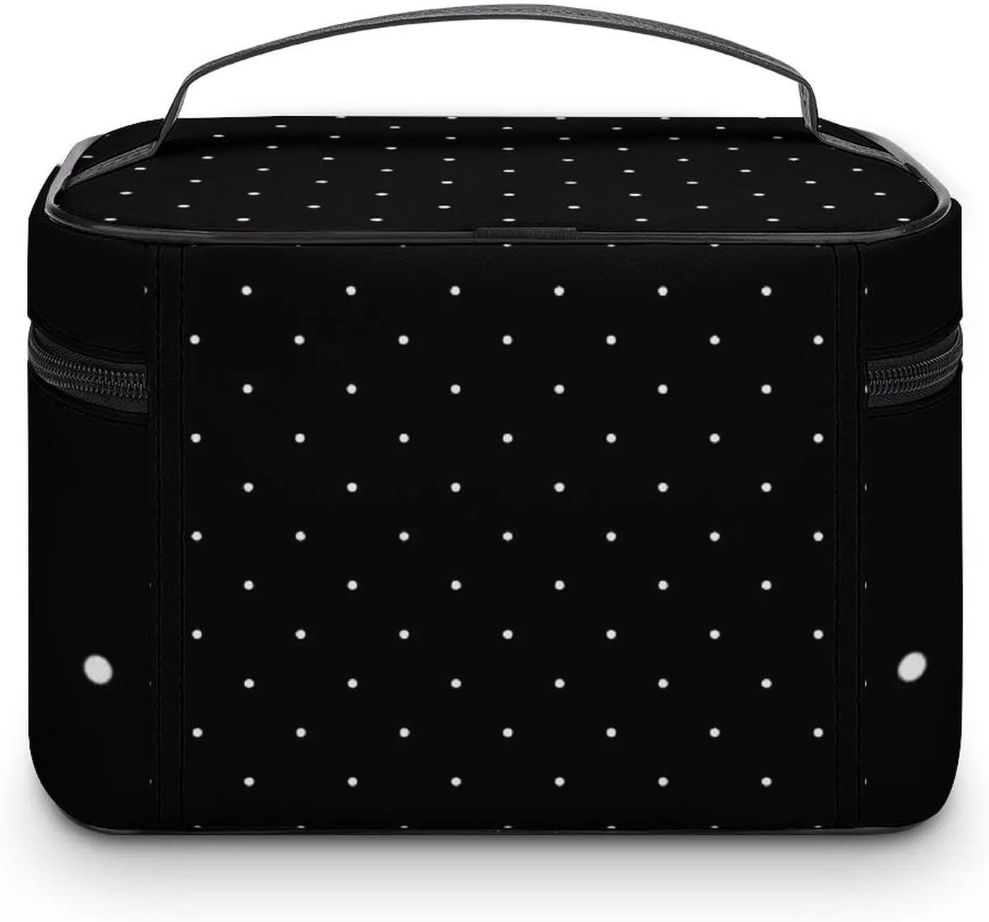 Cute Black and White Polka Dots Pattern Cosmetic Bag, Travel Portable Makeup Bag for Purse Pouch Beauty Zipper Organizer Toiletry Bag for Women