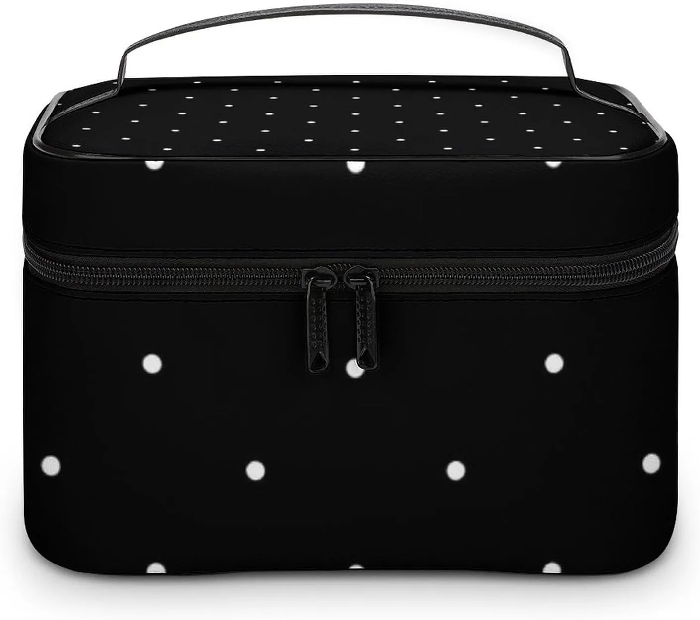 Cute Black and White Polka Dots Pattern Cosmetic Bag, Travel Portable Makeup Bag for Purse Pouch Beauty Zipper Organizer Toiletry Bag for Women