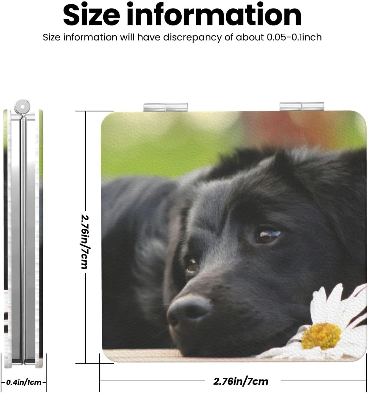 Cute Black Labrador Dog Women Small Pocket Makeup Mirror Compact Portable Folding Handheld Makeup Mirror