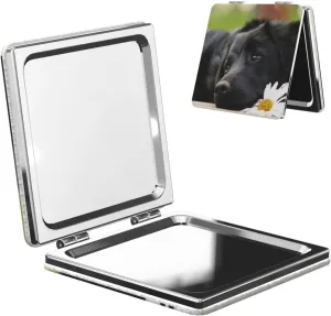 Cute Black Labrador Dog Women Small Pocket Makeup Mirror Compact Portable Folding Handheld Makeup Mirror