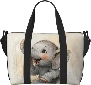 cute elephant art print Travel Duffel Bag, Sports Tote Gym Bag, Swim Pool Bag Large Shoulder Tote Bag for Beach Weekender