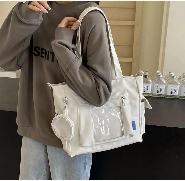 Cute Handbag Crossbody Bag Women, Aesthetic Y2K Shoulder Handbags Fashion Top Handle Bag Women Trendy Tote Bag (creamy white)