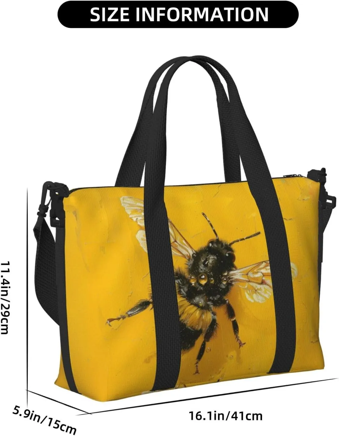 cute honey bee print Travel Duffel Bag, Sports Tote Gym Bag, Swim Pool Bag Large Shoulder Tote Bag for Beach Weekender