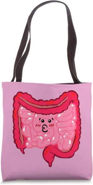 Cute Little Cartoon Large and Small Intestine Illustration Tote Bag