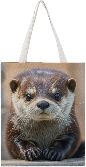 Cute Otter Handbags Portable Shoulder Bag Canvas Tote Bag Unisex for Work Hiking Gym Gift