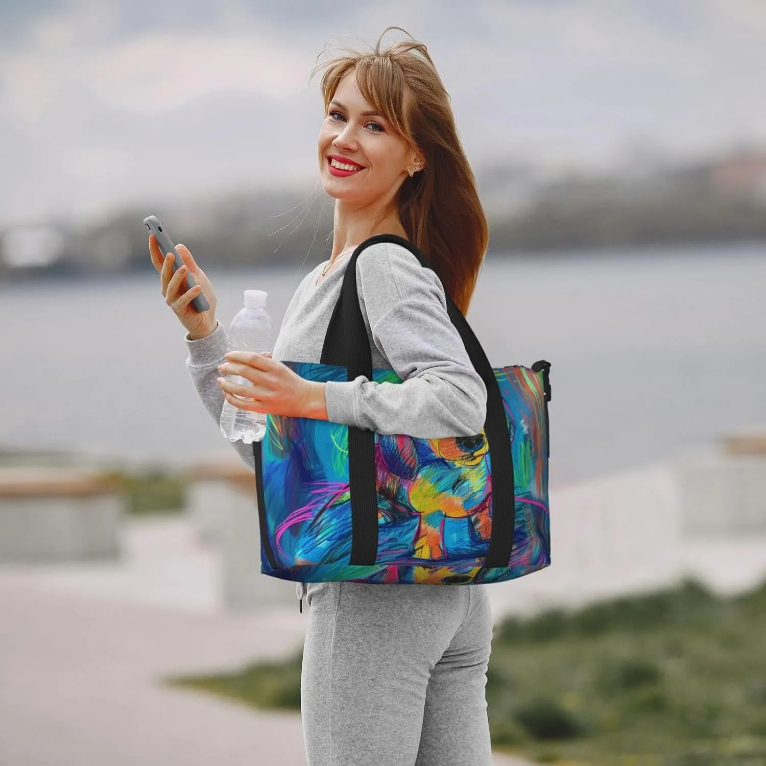 dachshund print Travel Duffel Bag, Sports Tote Gym Bag, Swim Pool Bag Large Shoulder Tote Bag for Beach Weekender