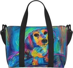 dachshund print Travel Duffel Bag, Sports Tote Gym Bag, Swim Pool Bag Large Shoulder Tote Bag for Beach Weekender