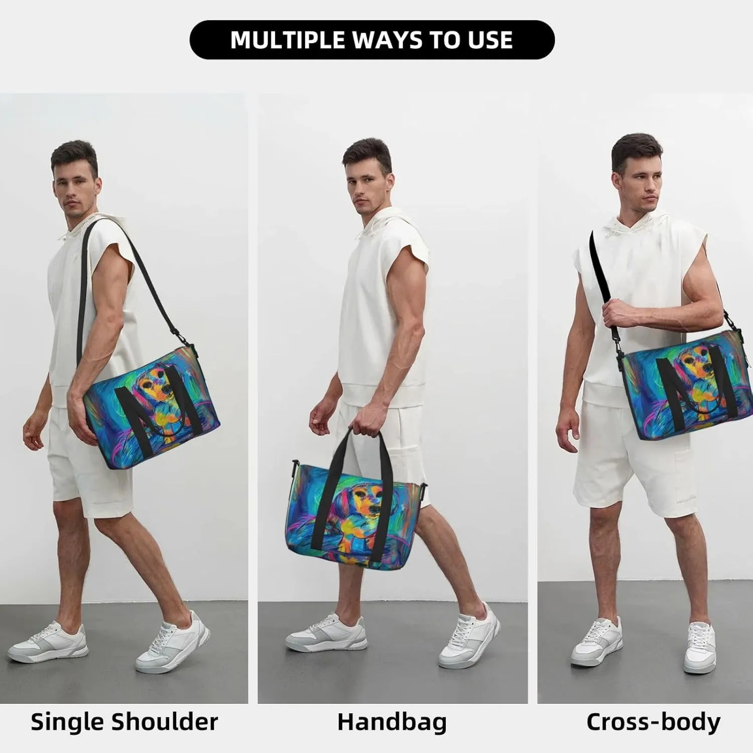 dachshund print Travel Duffel Bag, Sports Tote Gym Bag, Swim Pool Bag Large Shoulder Tote Bag for Beach Weekender